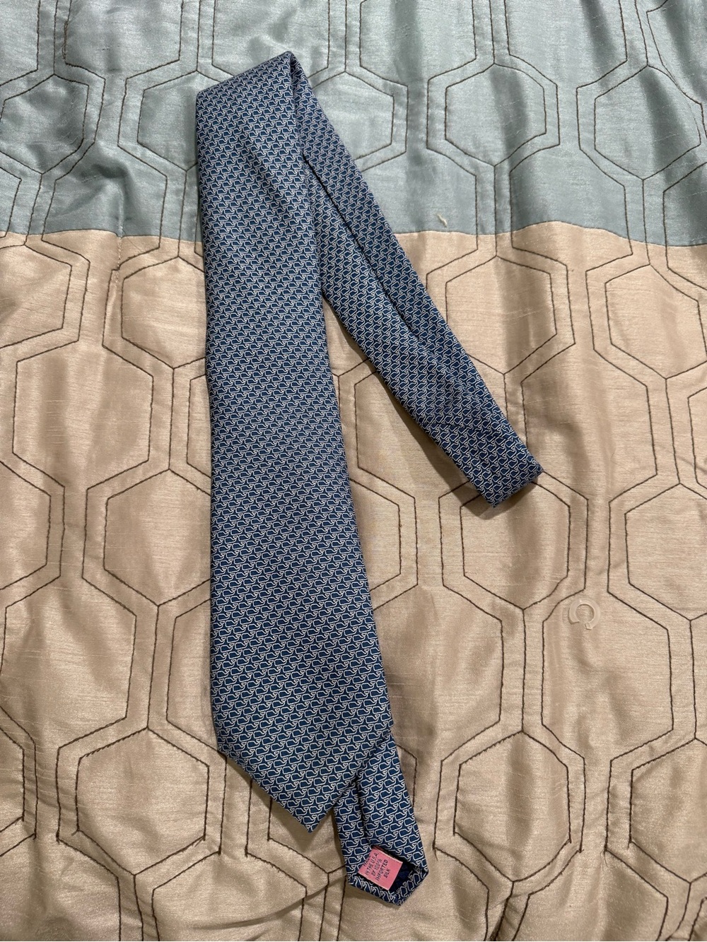 VINEYARD VINES Hand Picked Light Blue Monogrammed Silk Tie Hand Made In USA